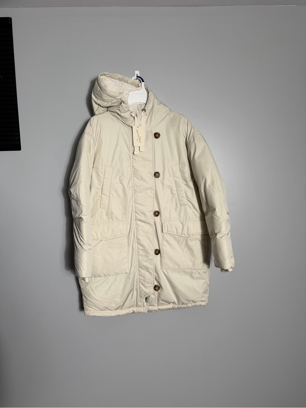 Cream Hooded Puffer Coat Super Warm